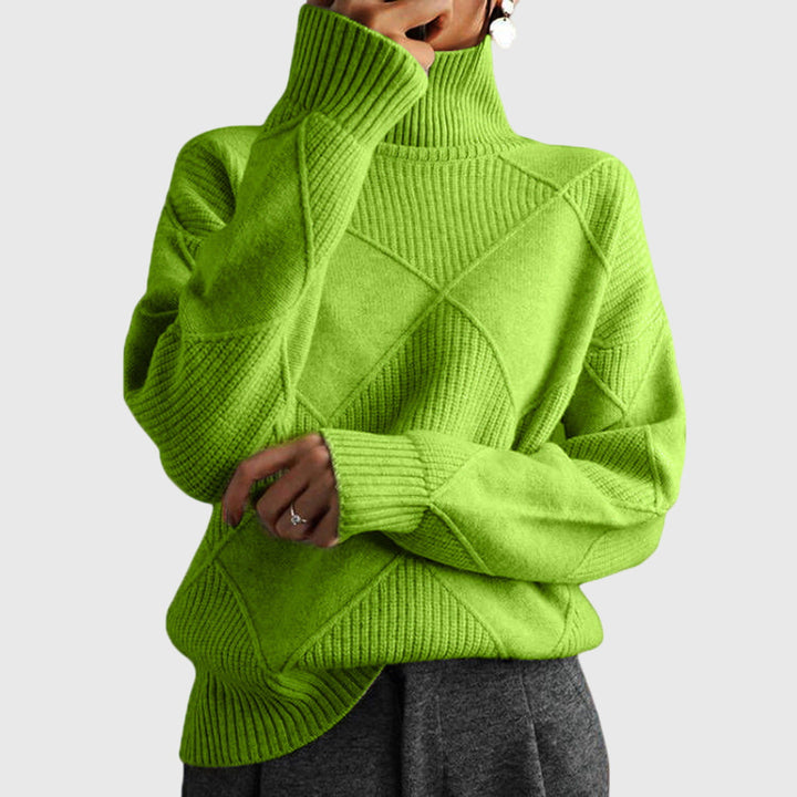 Natalie | Timeless Diamond Knit Oversized Turtleneck Sweater