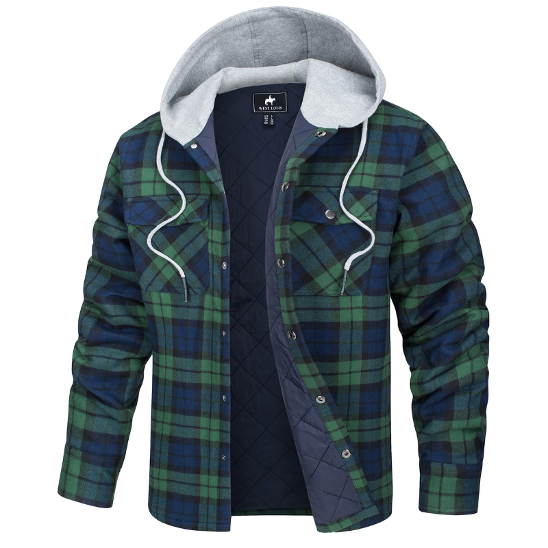 Nathan | Cozy Hooded Plaid Flannel Jacket