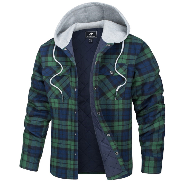 Nathan | Cozy Hooded Plaid Flannel Jacket