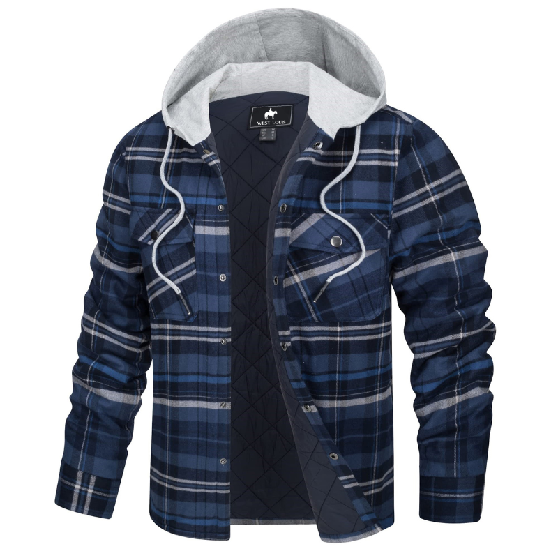 Nathan | Cozy Hooded Plaid Flannel Jacket