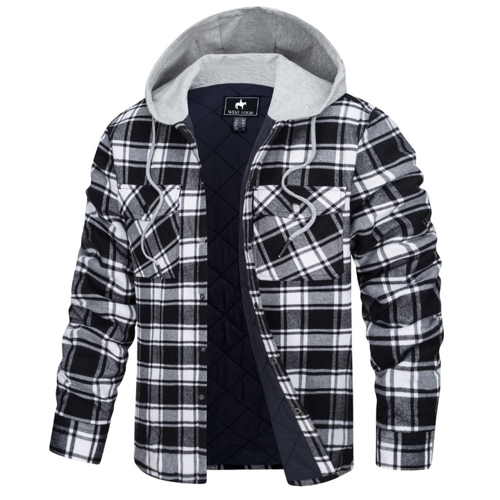 Nathan | Cozy Hooded Plaid Flannel Jacket