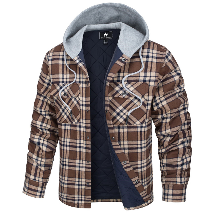 Nathan | Cozy Hooded Plaid Flannel Jacket
