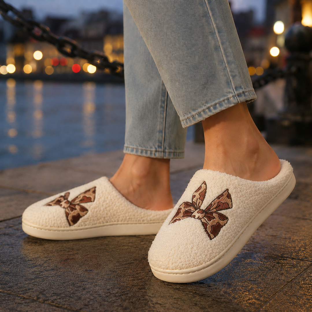 Nicole | Chic Embroidered Fruit Print Slip-On Slippers