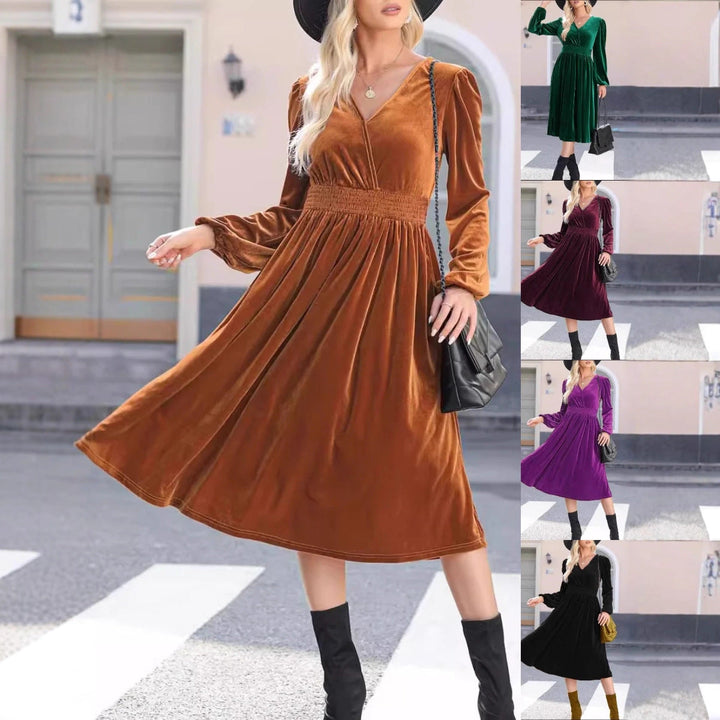 Nicole | Classic Smocked Waist Midi Fall Wedding Guest Dress