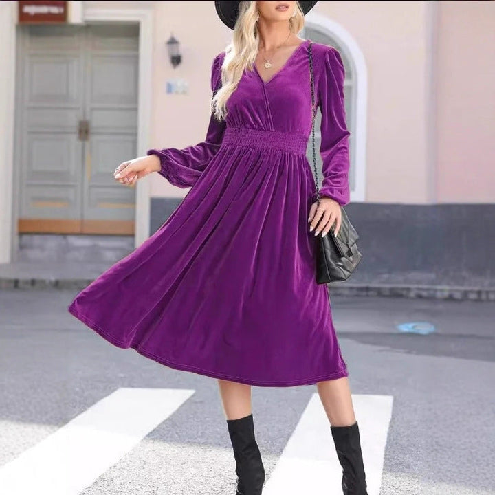 Nicole | Classic Smocked Waist Midi Fall Wedding Guest Dress