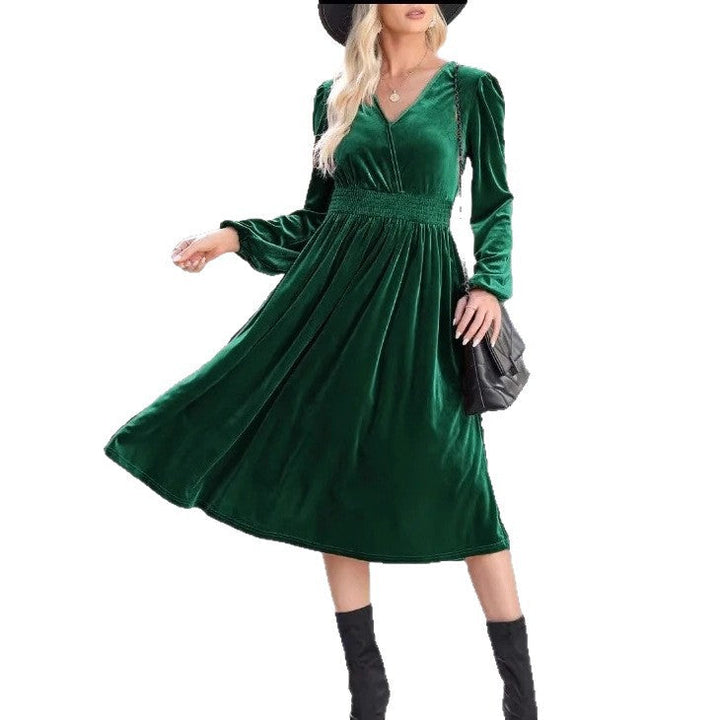 Nicole | Classic Smocked Waist Midi Fall Wedding Guest Dress