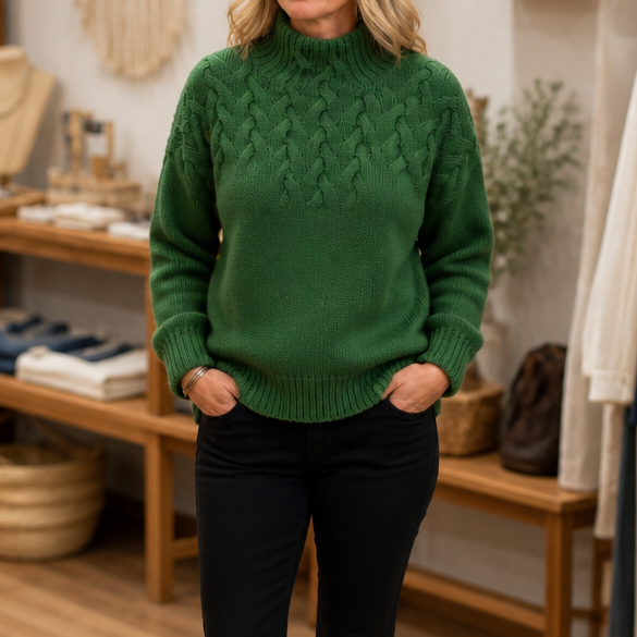 Nicole | Effortless Long Sleeve Cable Knit Turtleneck Sweater