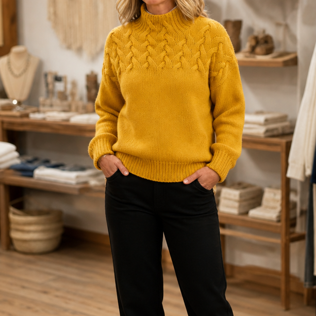 Nicole | Effortless Long Sleeve Cable Knit Turtleneck Sweater