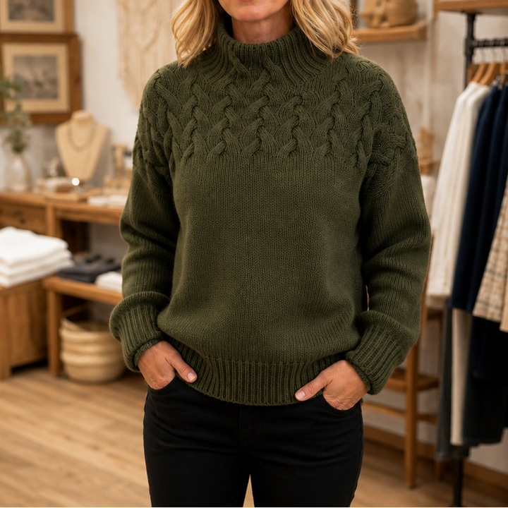 Nicole | Effortless Long Sleeve Cable Knit Turtleneck Sweater