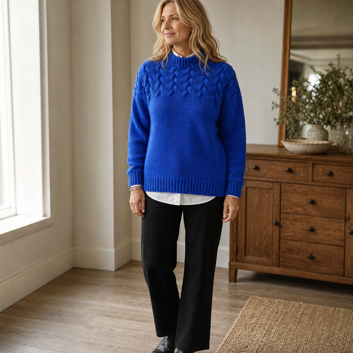 Nicole | Effortless Long Sleeve Cable Knit Turtleneck Sweater