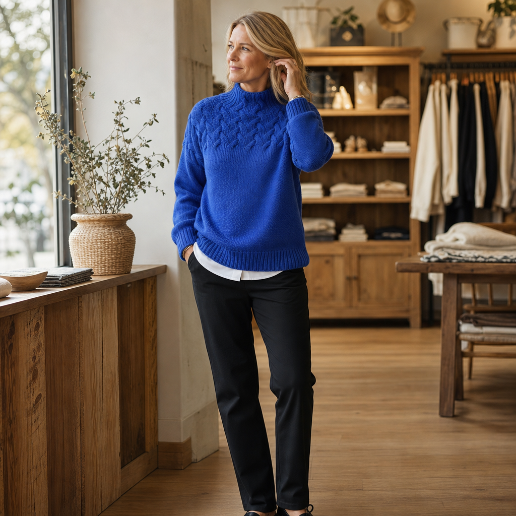 Nicole | Effortless Long Sleeve Cable Knit Turtleneck Sweater
