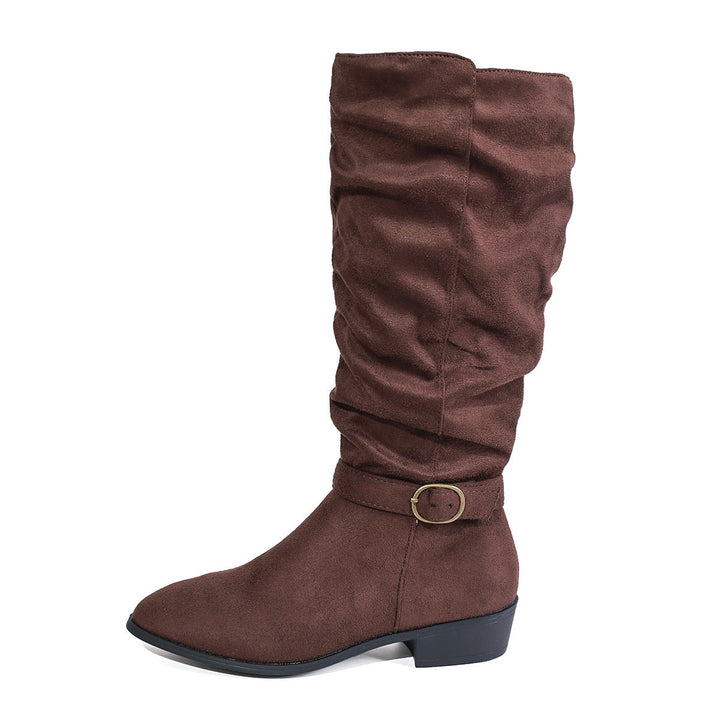 Nicole | Elegant Slouch Knee High Boots with Buckle Detail