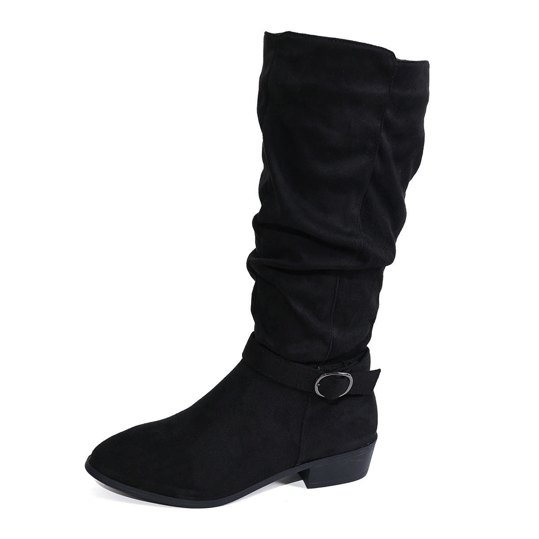 Nicole | Elegant Slouch Knee High Boots with Buckle Detail