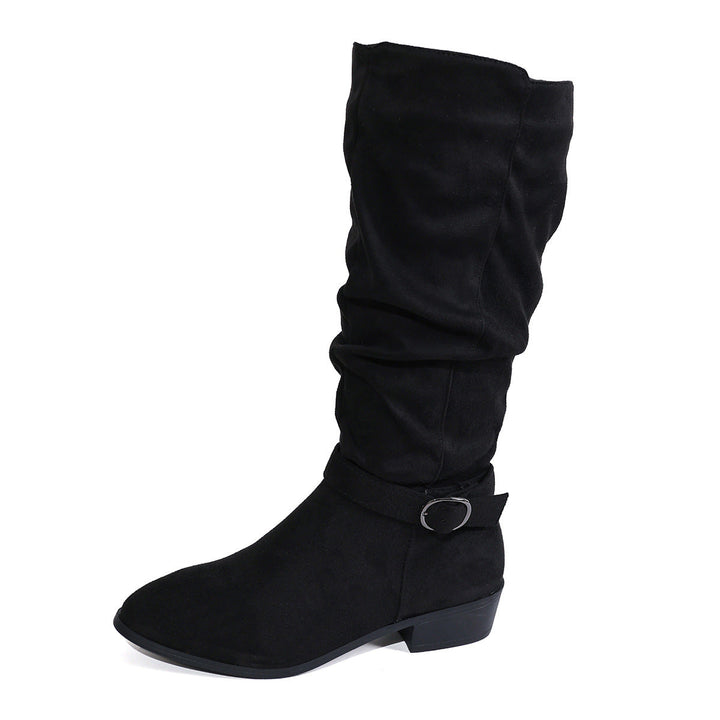 Nicole | Elegant Slouch Knee High Boots with Buckle Detail