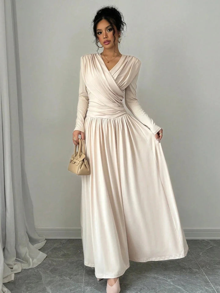 Nicole | Graceful V-Neck Wrap Maxi Holiday Dress