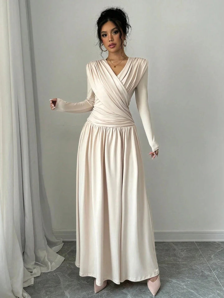 Nicole | Graceful V-Neck Wrap Maxi Holiday Dress