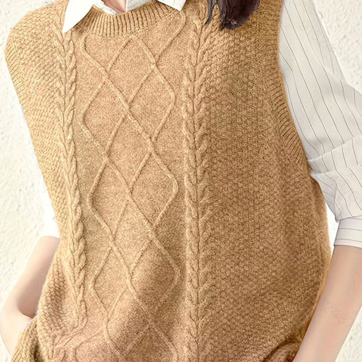 Nicole | Polished Cable Knit Argyle Sweater Vest