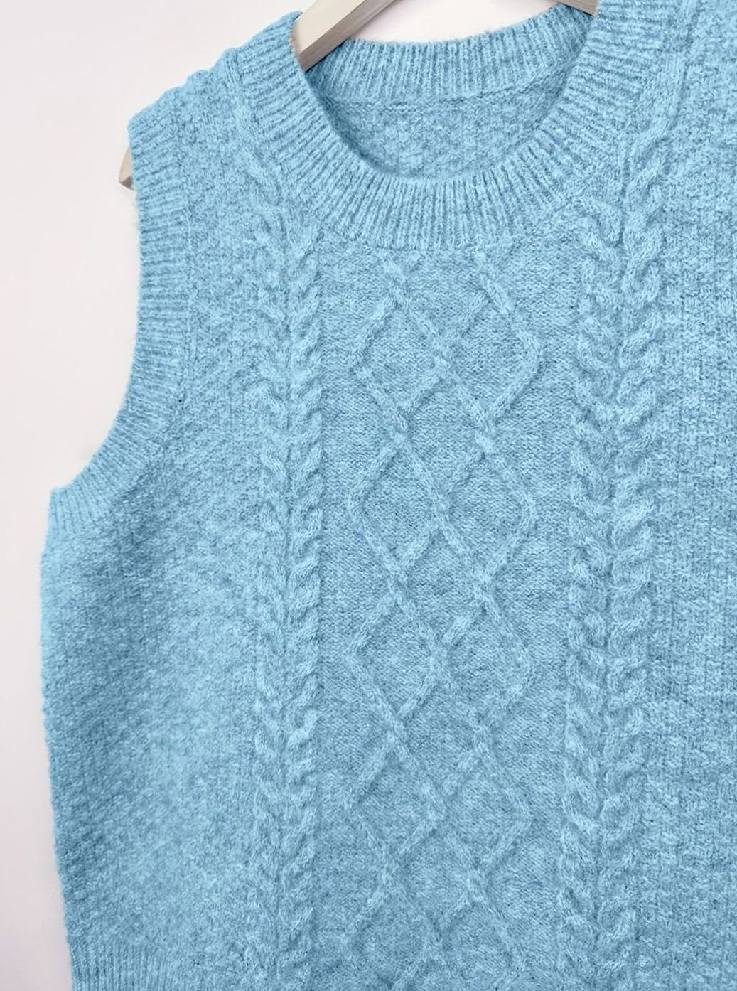 Nicole | Polished Cable Knit Argyle Sweater Vest