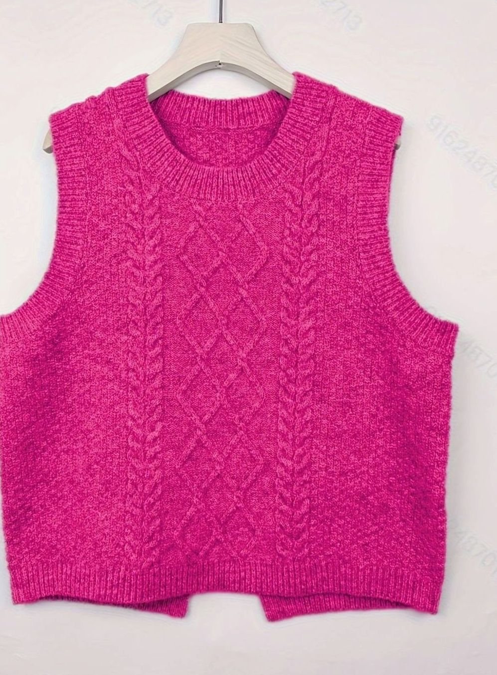 Nicole | Polished Cable Knit Argyle Sweater Vest
