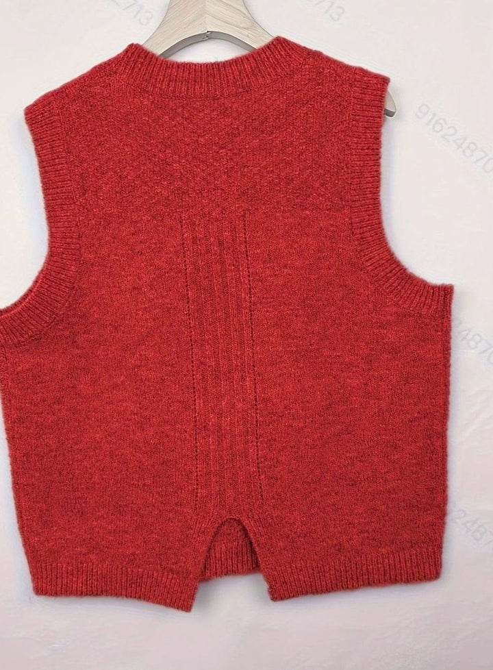 Nicole | Polished Cable Knit Argyle Sweater Vest
