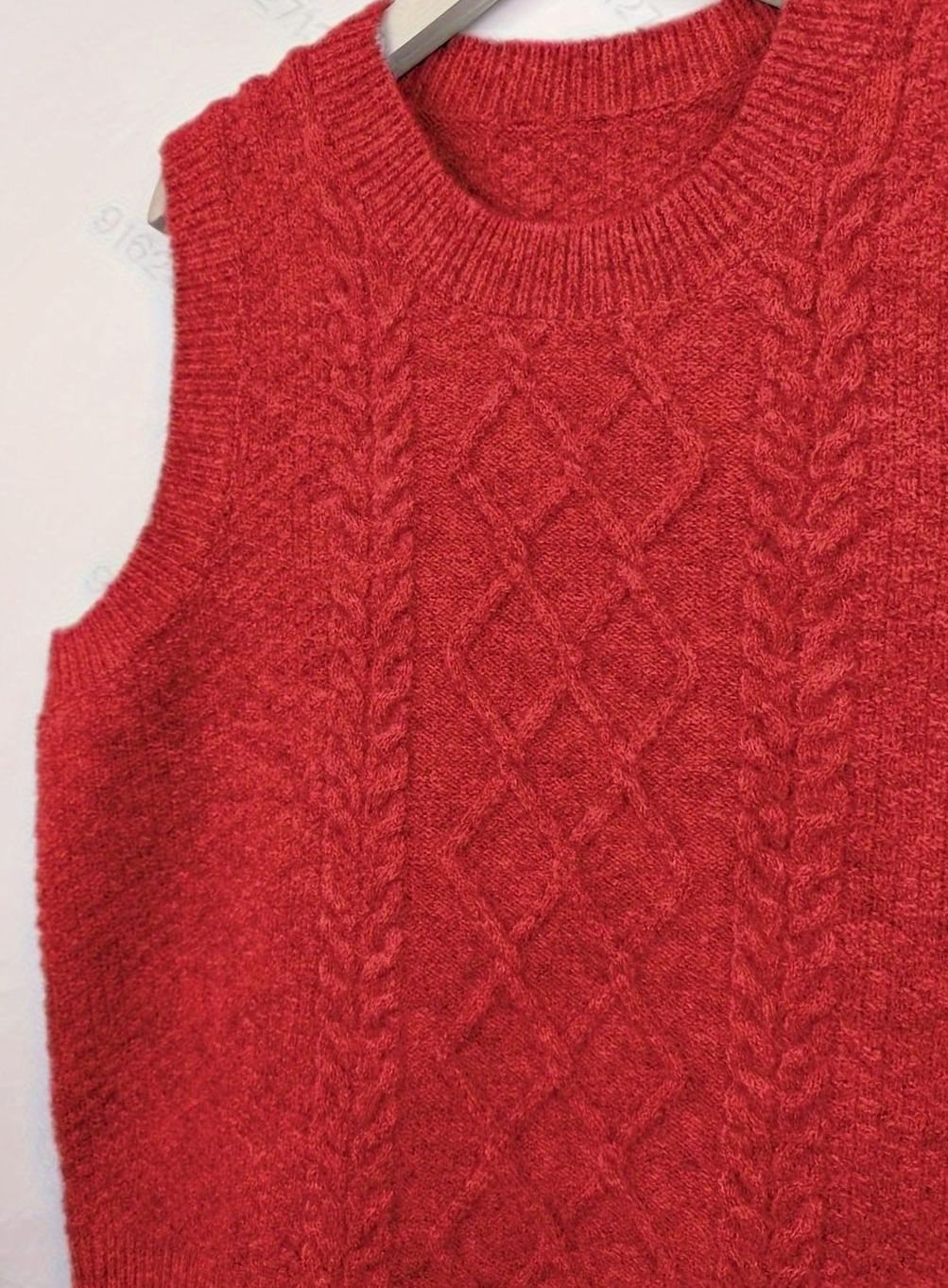 Nicole | Polished Cable Knit Argyle Sweater Vest