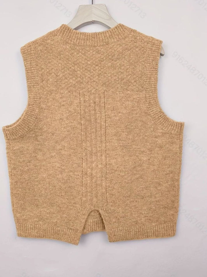 Nicole | Polished Cable Knit Argyle Sweater Vest