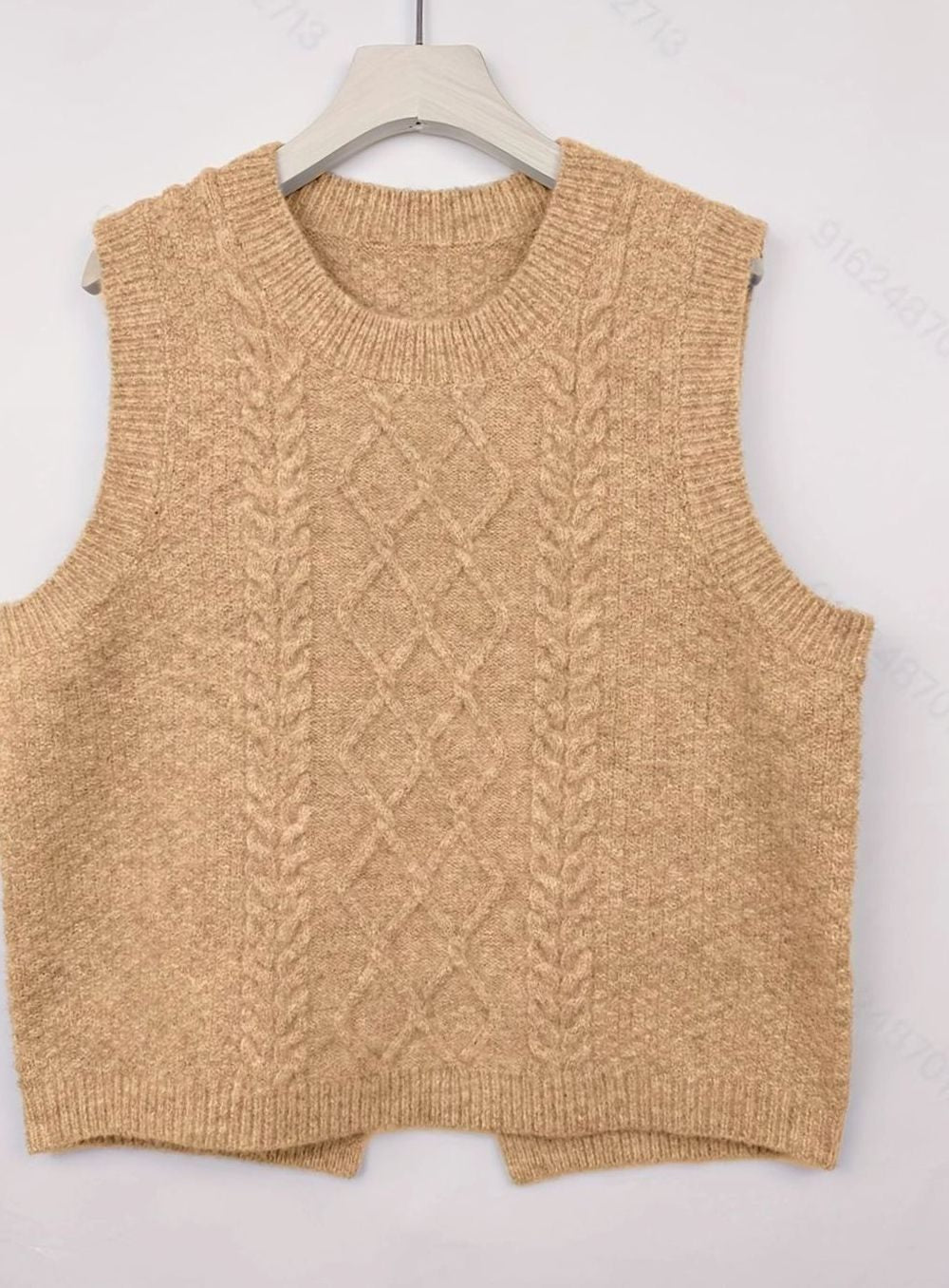 Nicole | Polished Cable Knit Argyle Sweater Vest