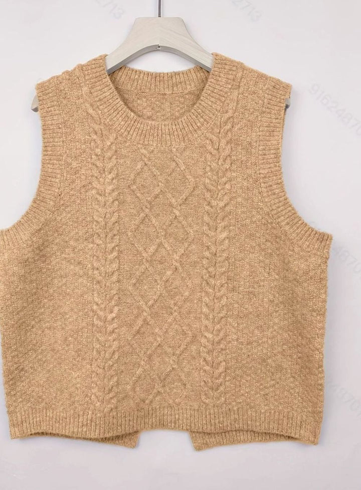 Nicole | Polished Cable Knit Argyle Sweater Vest