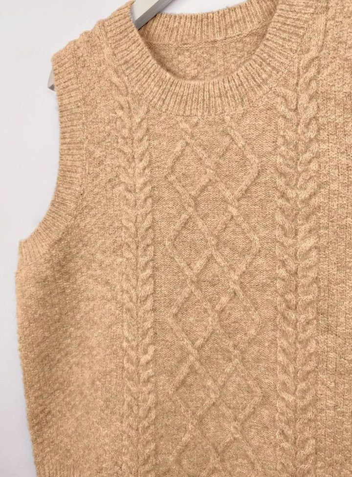 Nicole | Polished Cable Knit Argyle Sweater Vest