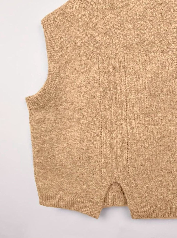 Nicole | Polished Cable Knit Argyle Sweater Vest