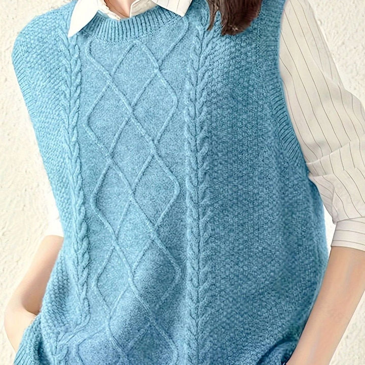 Nicole | Polished Cable Knit Argyle Sweater Vest