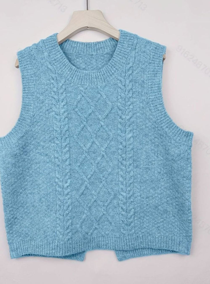 Nicole | Polished Cable Knit Argyle Sweater Vest