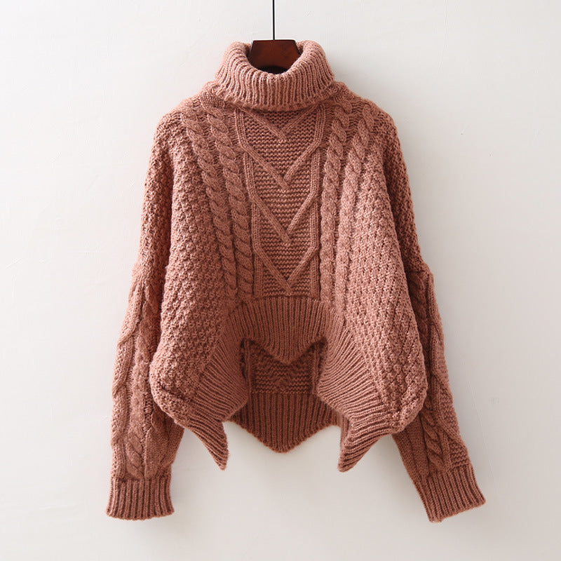 Nicole | Refined Cropped Cable Knit Sweater with High Turtleneck
