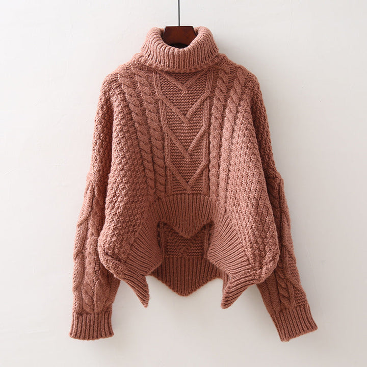 Nicole | Refined Cropped Cable Knit Sweater with High Turtleneck