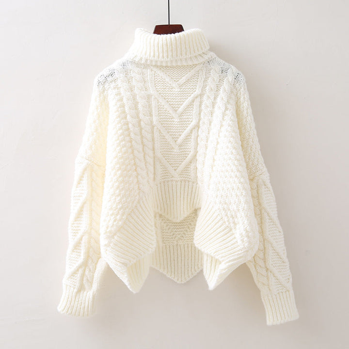 Nicole | Refined Cropped Cable Knit Sweater with High Turtleneck