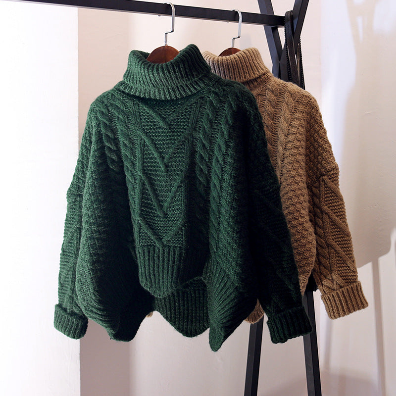 Nicole | Refined Cropped Cable Knit Sweater with High Turtleneck