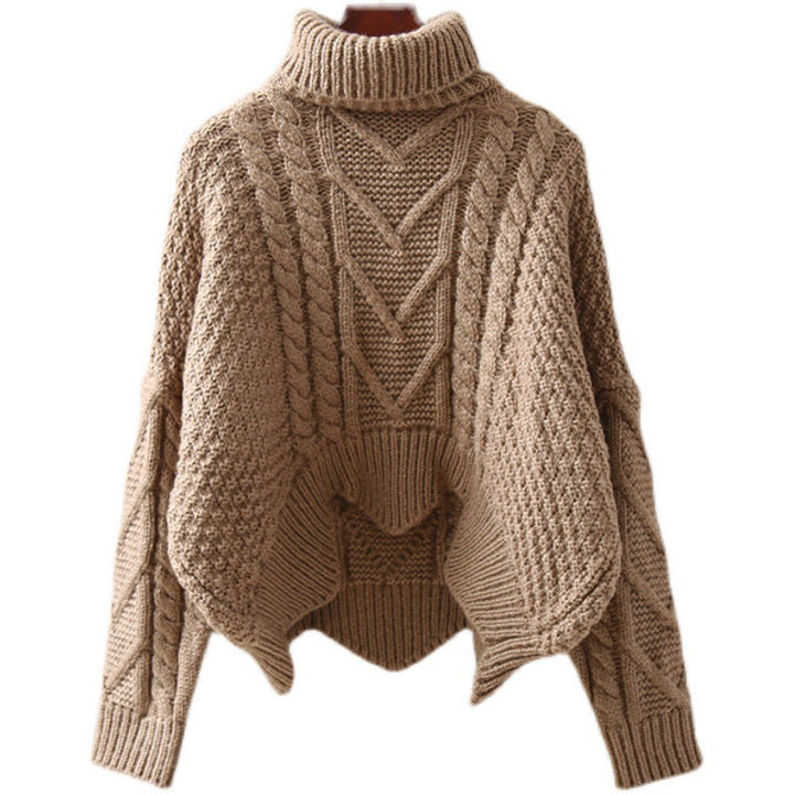 Nicole | Refined Cropped Cable Knit Sweater with High Turtleneck