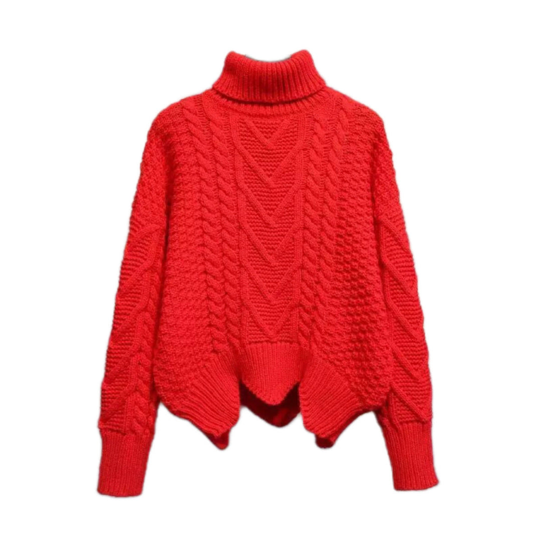 Nicole | Refined Cropped Cable Knit Sweater with High Turtleneck