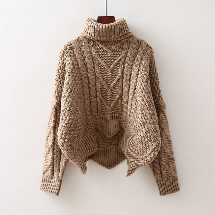 Nicole | Refined Cropped Cable Knit Sweater with High Turtleneck