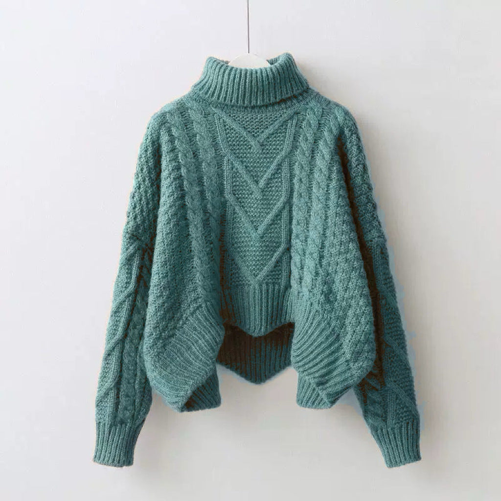 Nicole | Refined Cropped Cable Knit Sweater with High Turtleneck