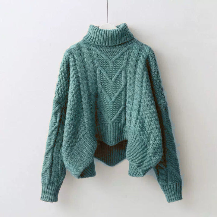 Nicole | Refined Cropped Cable Knit Sweater with High Turtleneck