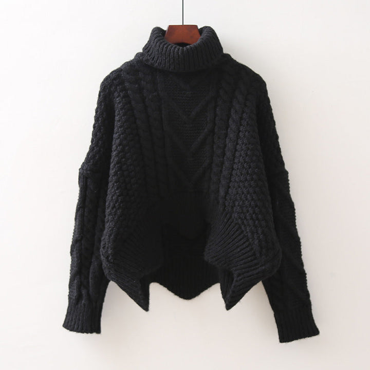 Nicole | Refined Cropped Cable Knit Sweater with High Turtleneck