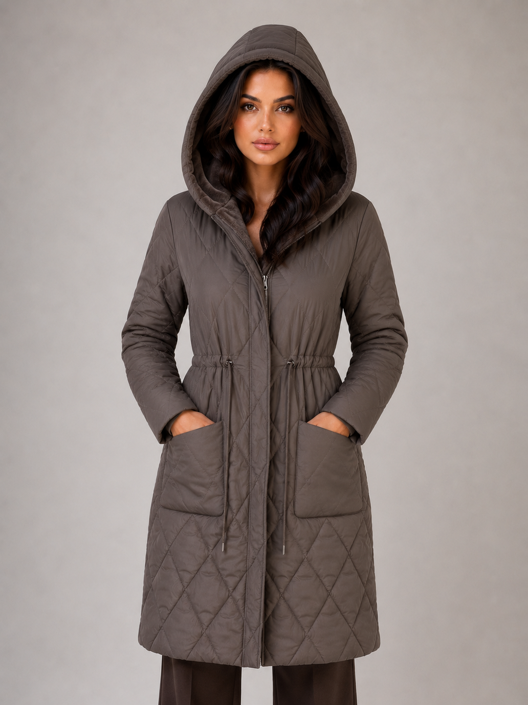 Nicole | Refined Long Hooded Quilted Puffer Jacket