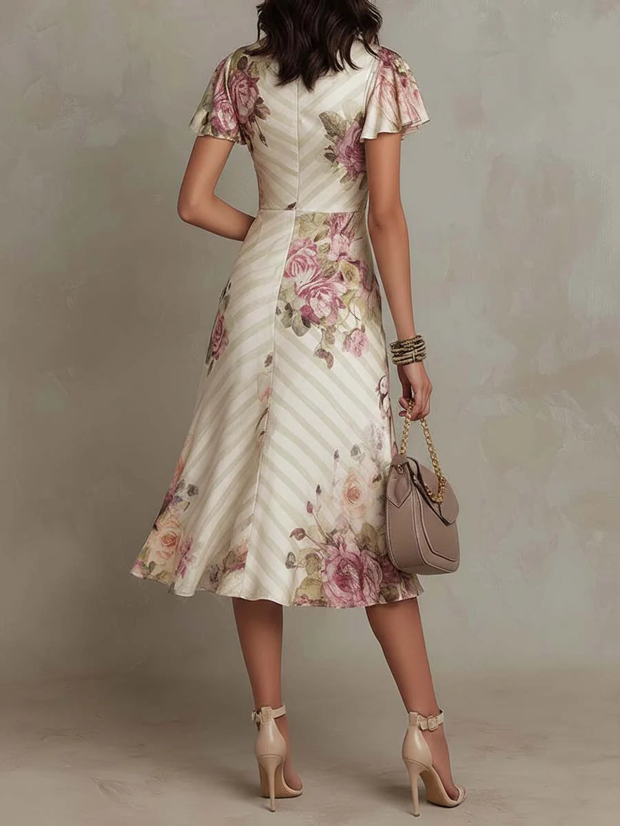 Nicole | Refined Wrap Floral Fall Wedding Guest Midi Dress