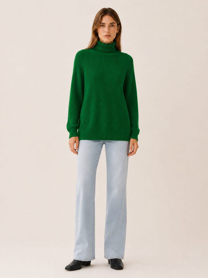 Nicole | Relaxed Ribbed Long Sleeve Turtleneck Sweater