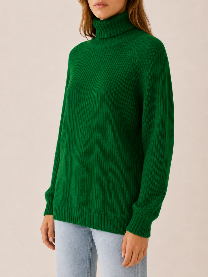 Nicole | Relaxed Ribbed Long Sleeve Turtleneck Sweater