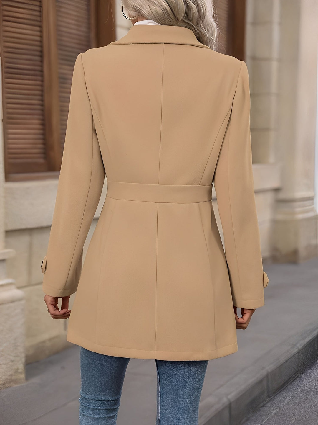 Pamela | Chic Belted Notch Collar Double Breasted Trench Coat