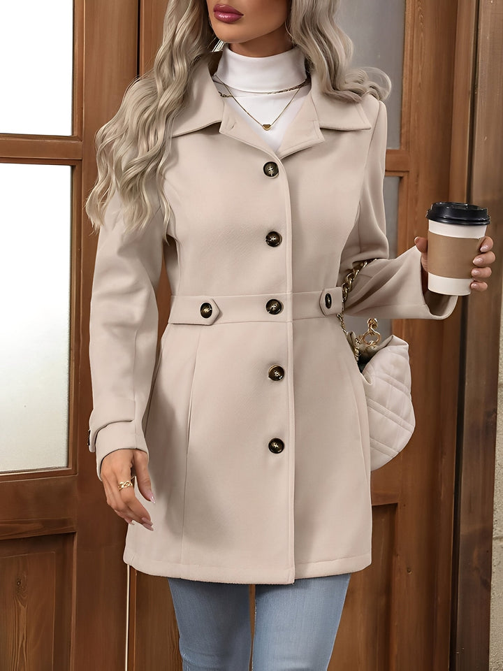 Pamela | Chic Belted Notch Collar Double Breasted Trench Coat
