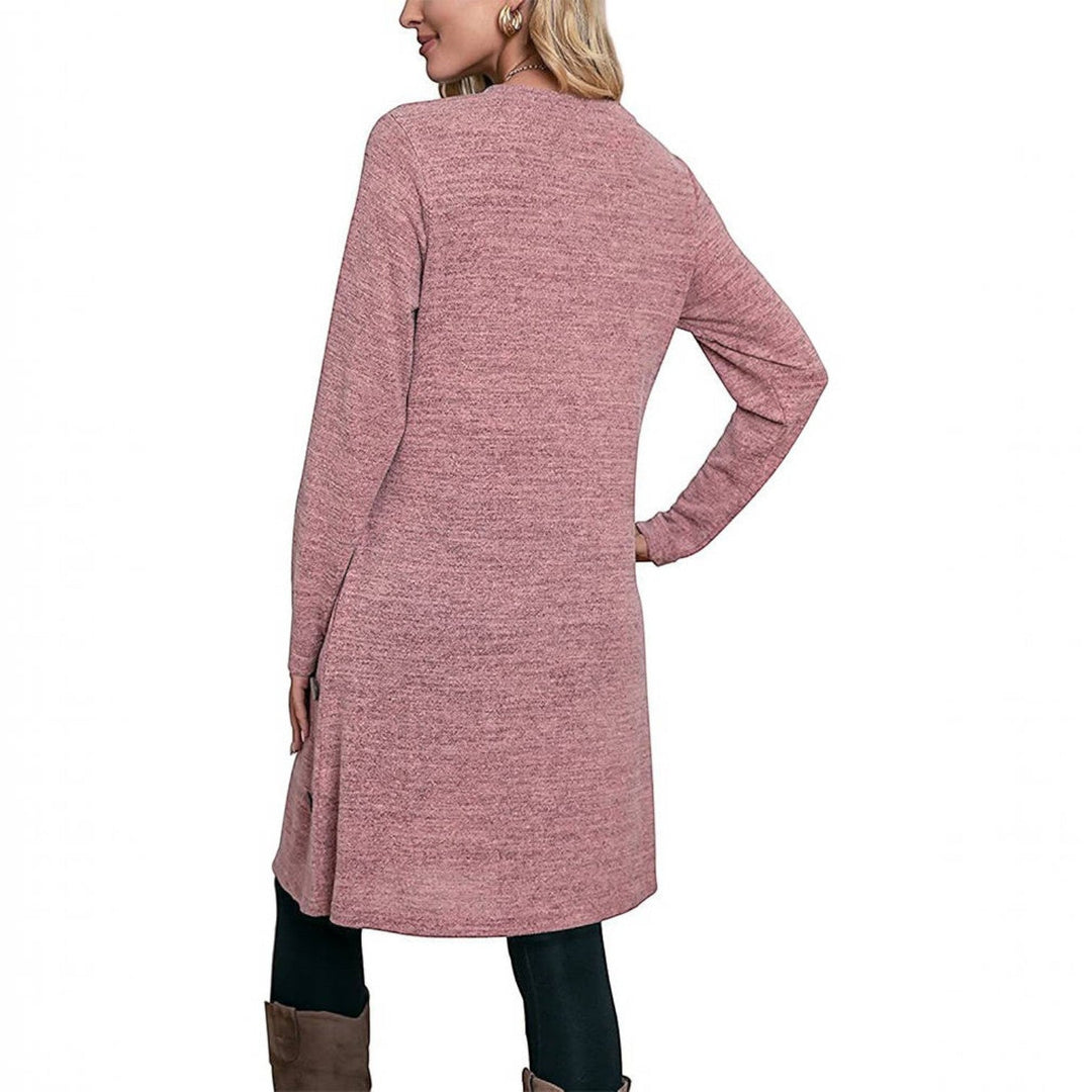 Pamela | Effortless Crew Neck Fall Sweater Dress with Pockets