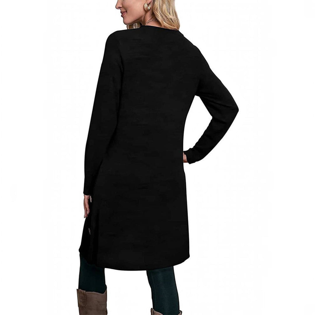 Pamela | Effortless Crew Neck Fall Sweater Dress with Pockets